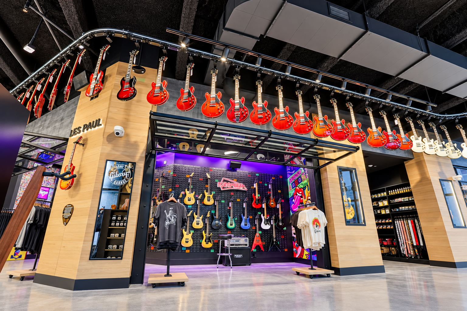 Modern Gibson Guitar Store Showcase